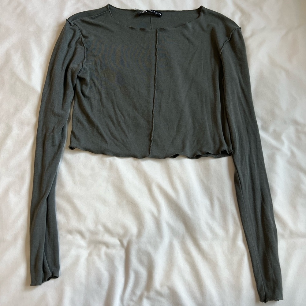 Zara Grey Seamed Crop Top